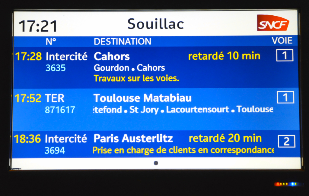 Dimanche 24 décembre 2017 retards et odeurs d’Intercités entre Paris à Toulouse via Souillac